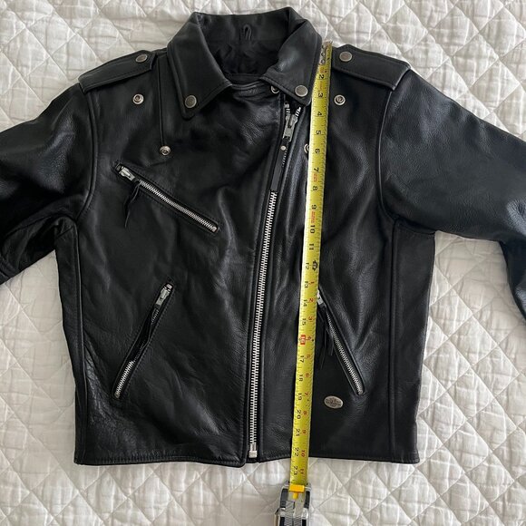 Harley Davidson Black Leather Biker Moto Jacket Coat Women's Small - Picture 3 of 7